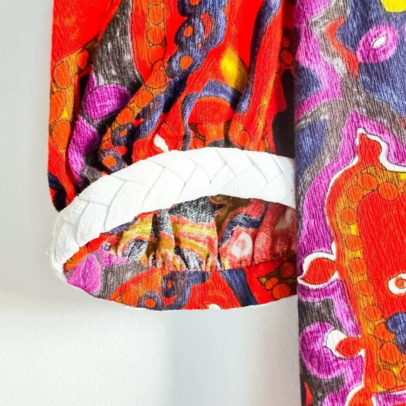Vintage Colourful Paisley Print THC Hawaiian Textiles Barkcloth Maxi Dress S/M - Picture 6 of 11